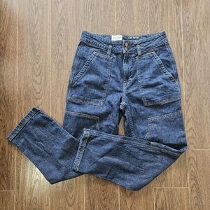 Anthropologie Pilcro The Wanderer Mid-Rise Relaxed Dark Wash Blue Jeans Size 28